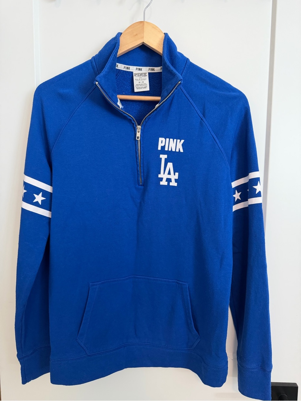PINK Victoria Secret LA Dodgers Blue Half-Zip Sweatshirt - Picture 4 of 8